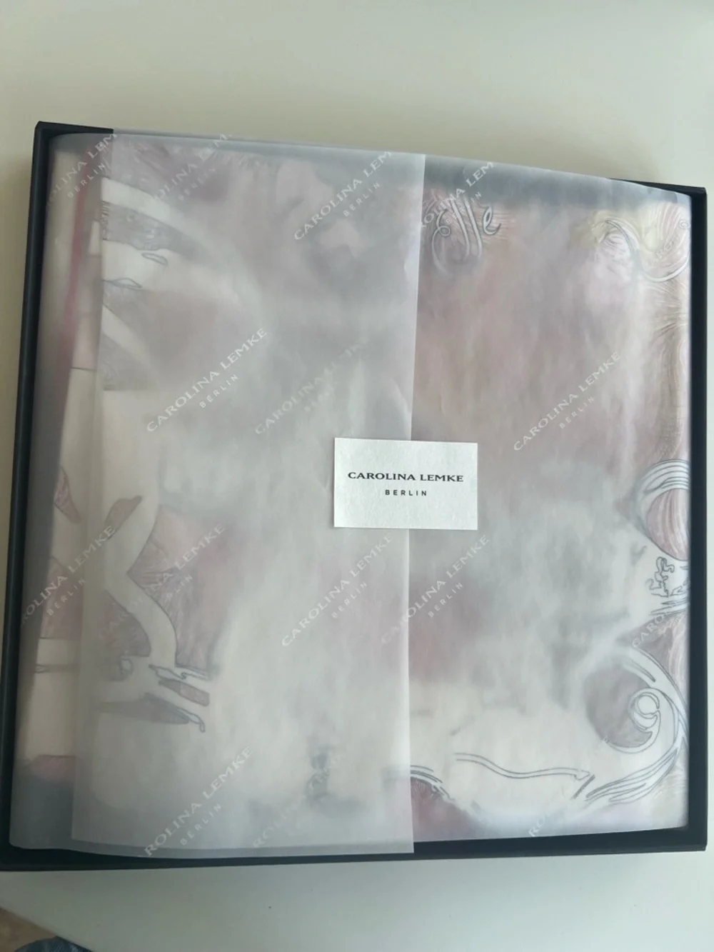 Carolina Lemke Brides de Gala Silk Scarf Pink Gold Equestrian 35x35 NIB